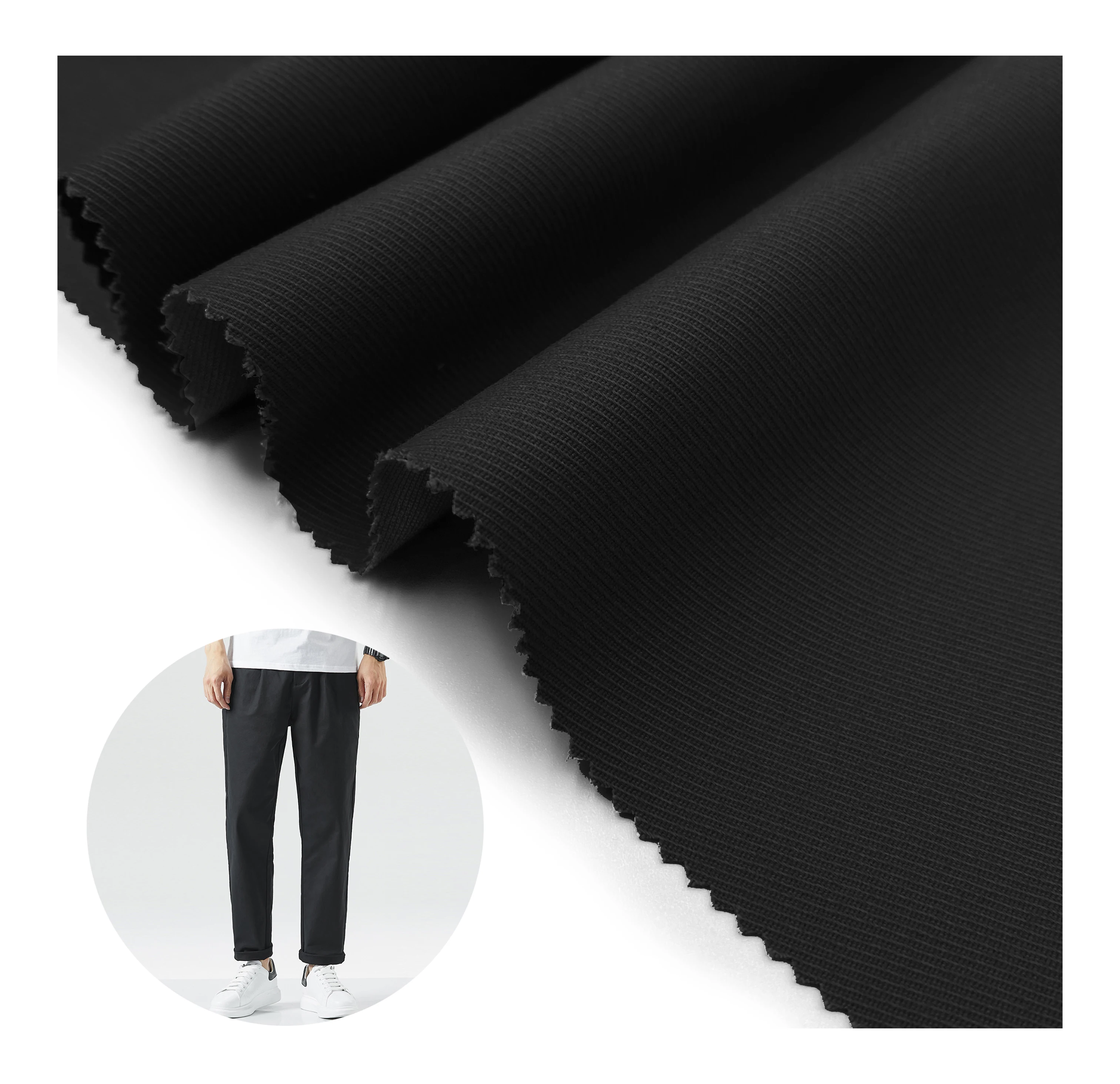 255gsm High Density Winter Thick Spandex Cotton Polyester Stretch Cotton Cavalry Twill Stocklot Fabric Textile Cotton For Pants