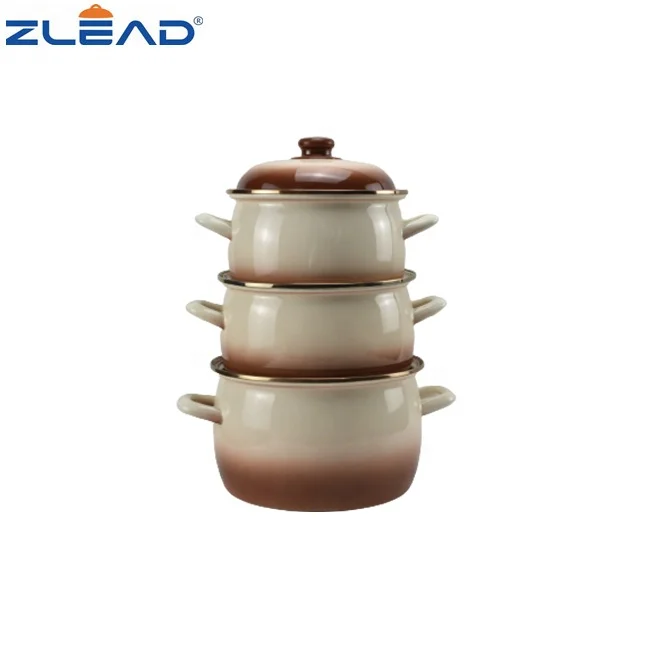 Russian Style Enamel Fat Pot 18/20/22/24/26cm Set Enamel Casserole