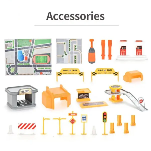 3 In 1 Transform Robot Toy Engineering Container Deformation Truck Diy Assembly Garage Parking Lot With Alloy Car