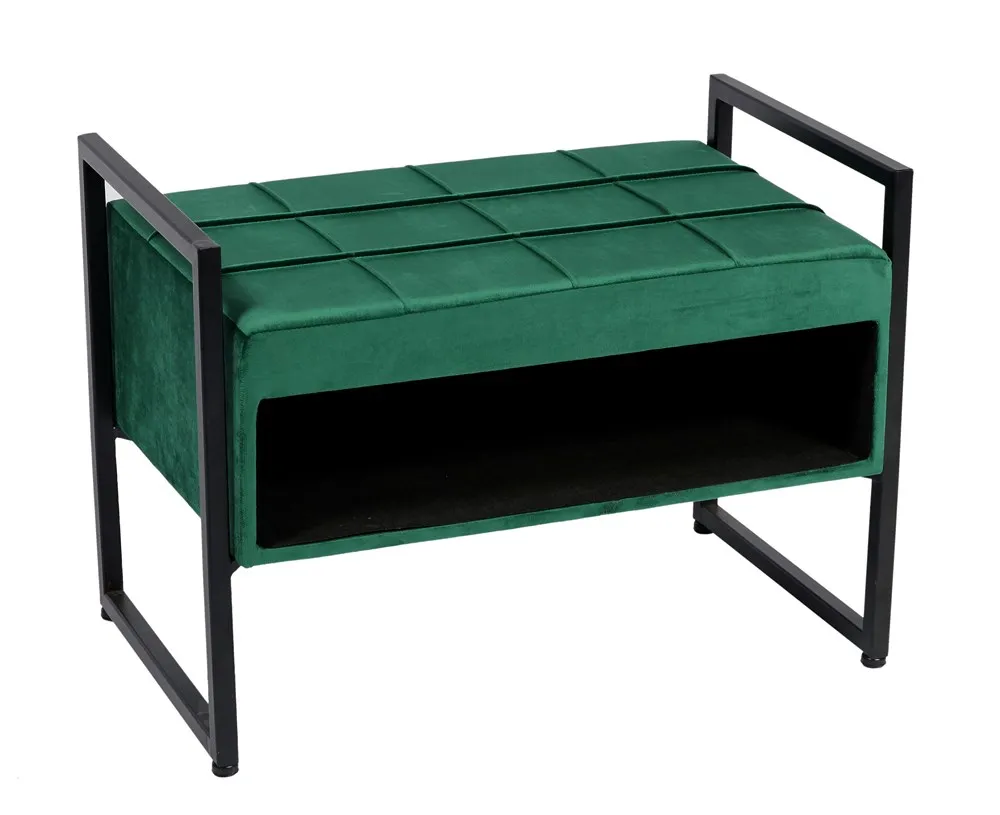 Bailey Tufted Velvet Footrest Stool Ottoman Modern Foot Stool with Metal Leg Footstool