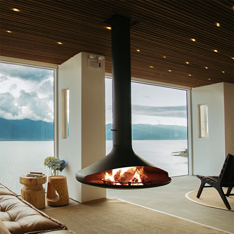 Suspended wood stove with pipe 1050