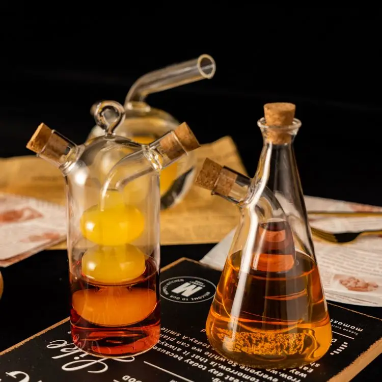 Hand blown dual use olive oil and vinegar bottle cooking glass oil dispenser