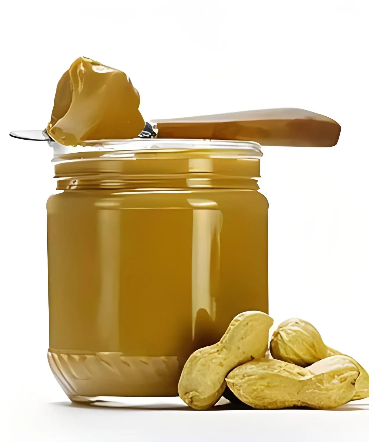 Арахисовое масло в бутылке восхитительно гладкое и ореховое для перекусов или приготовления