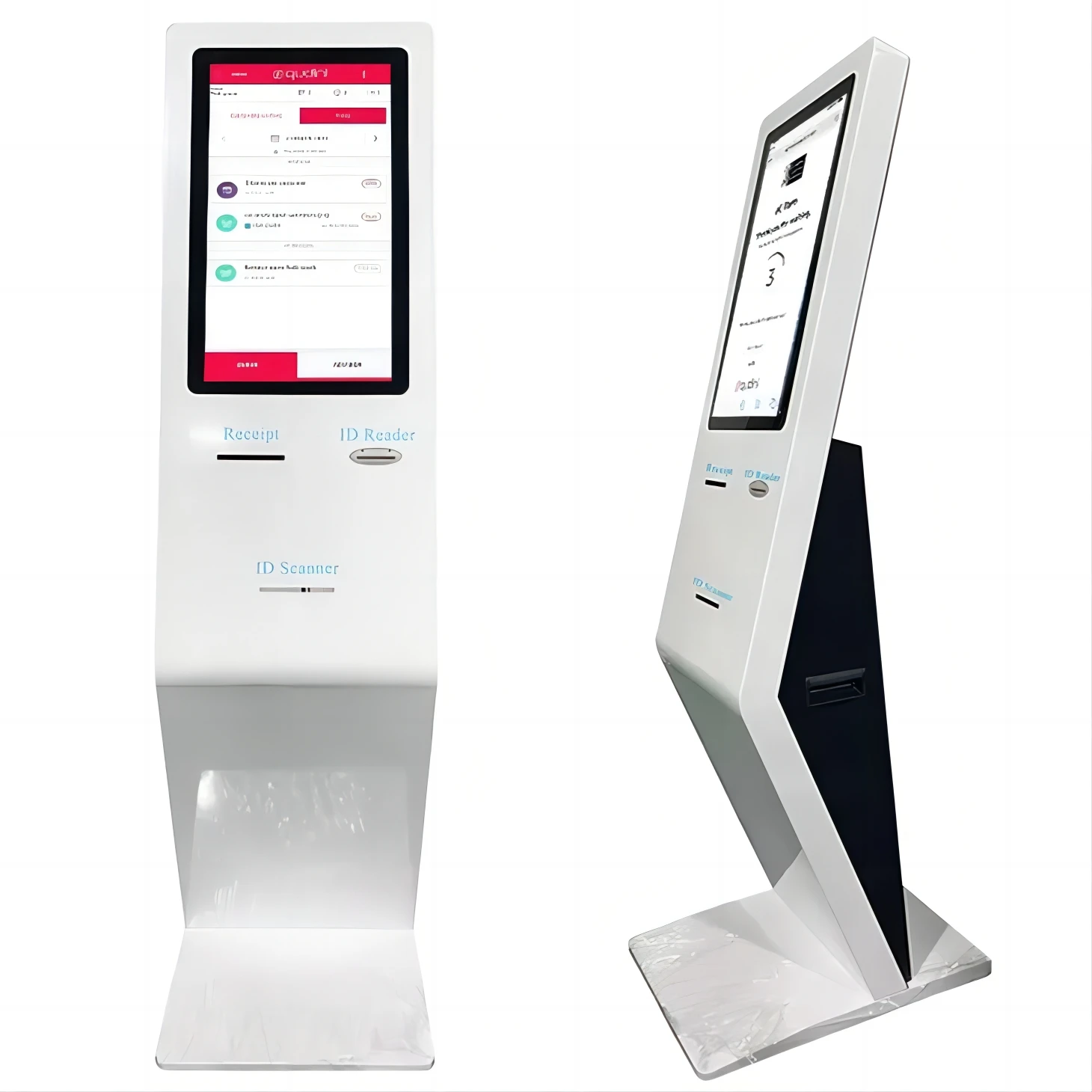 Freestanding 21.5 Inch Android Aio Touch Screen Queue Kiosk With Pos Barcode Scanner Ticket Printer Options