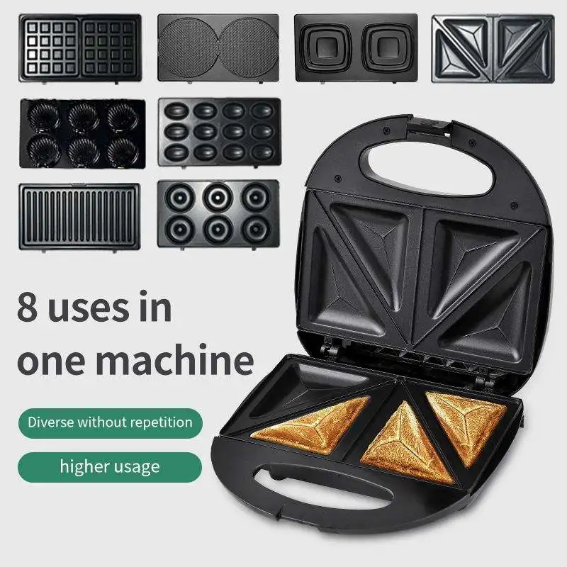 Snack Food Machine New Arrival Wholesale Professional Home Electric Detachable Multi Plate Breakfast 8 in 1 Sandwich Maker