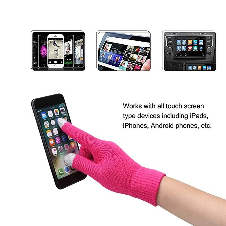 Womens knitted mitten with custom logo touchscreen knit gloves Fashion winter gloves
