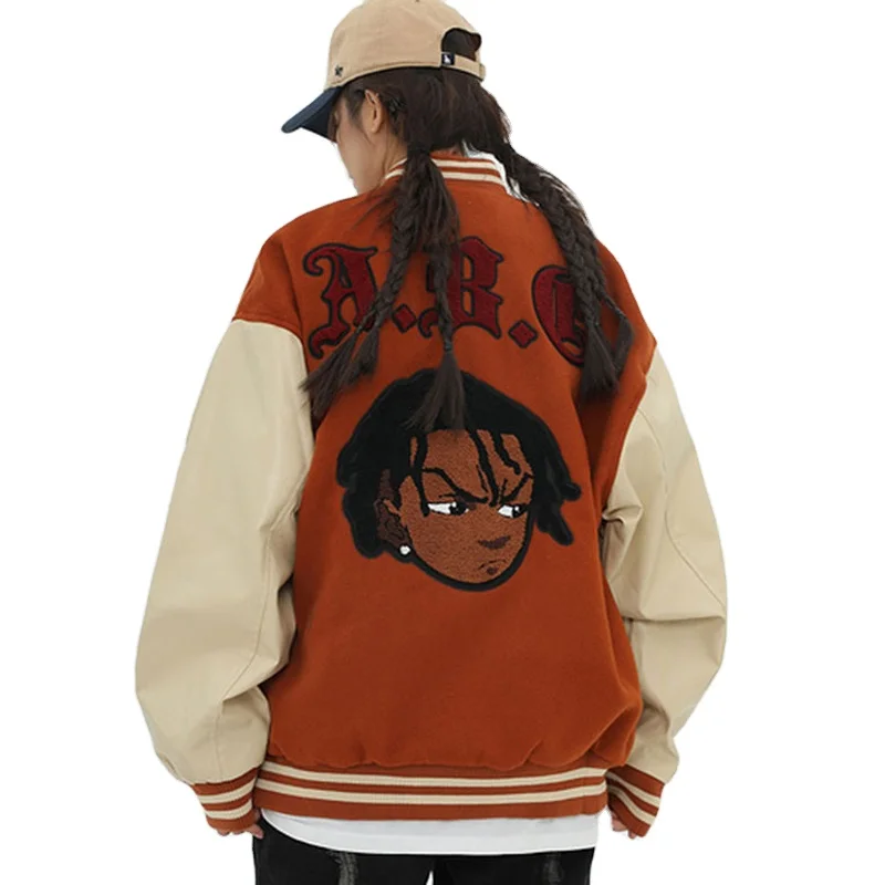 Oem Manufacturer High Quality Chenille Embroidery Men College Leather Sleeves Custom Varsity Bubble Jacket Men