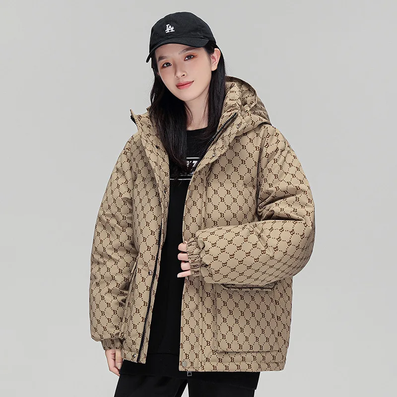 2023 Fashion print puffer jacket clothing   Unisex Down Winter Fleece Warm Thicken Outerwear Wholesale Plus Size Men Jacket