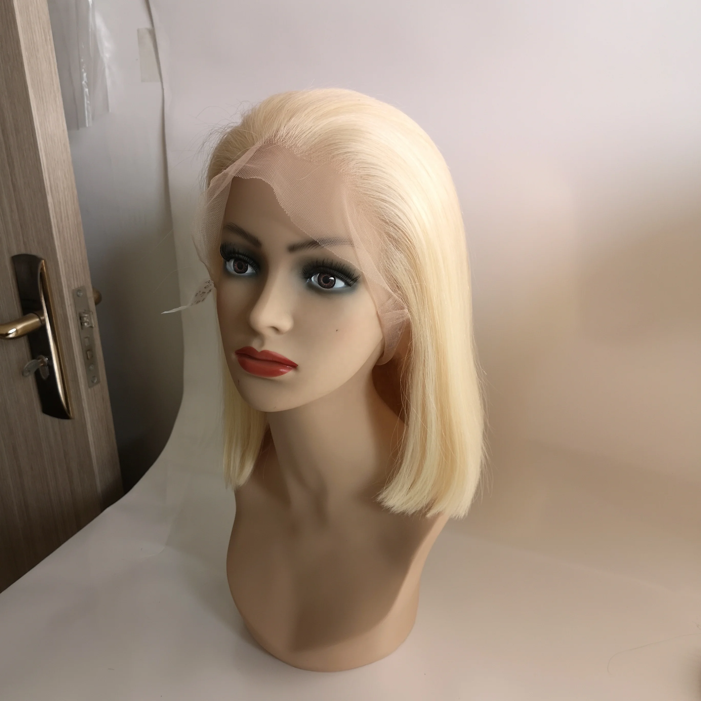 BOB Human Hair Lace frontal  Wig Remy European Hair Lace Wig Light Blonde