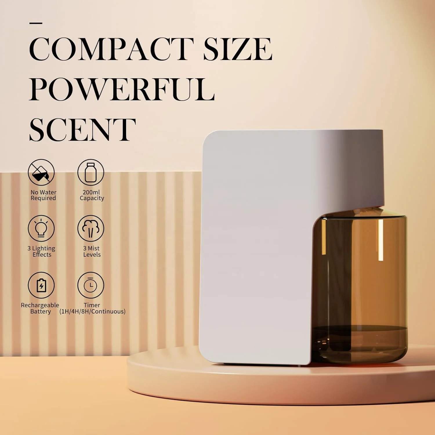 Smart 200ml Fragrance Machine Battery-Operated Aromatherapy Nebulizing Diffuser Essential Oils Portable Lamp Waterless USB Home