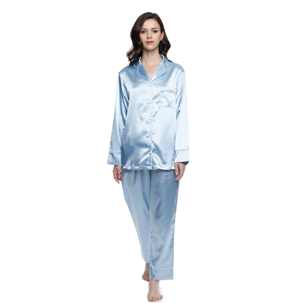 Wholesale Women Silk Satin Long Sleeves Pajamas