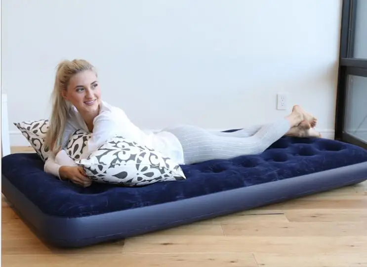 High quality single size flocking inflable air bed
