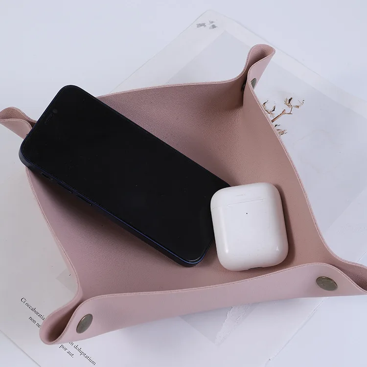 Luxury Blank Vanity Leather Trinket Storage Perfume Jewelry Cable Valet PU Decoration Tray