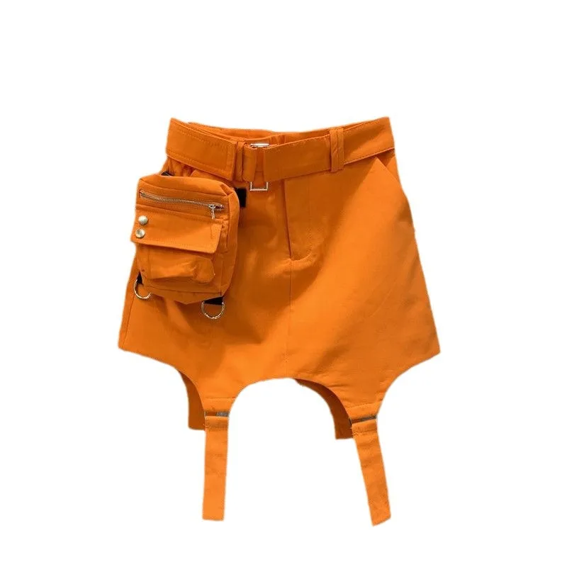 Wholesale 2024 solid big girls orange mini skirt for children