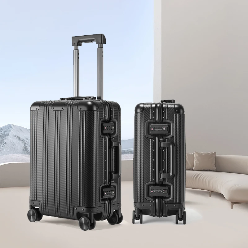 Full aluminium  good quality travel suitcases hot selling  large capacity aluminum frame pure metal suitcases