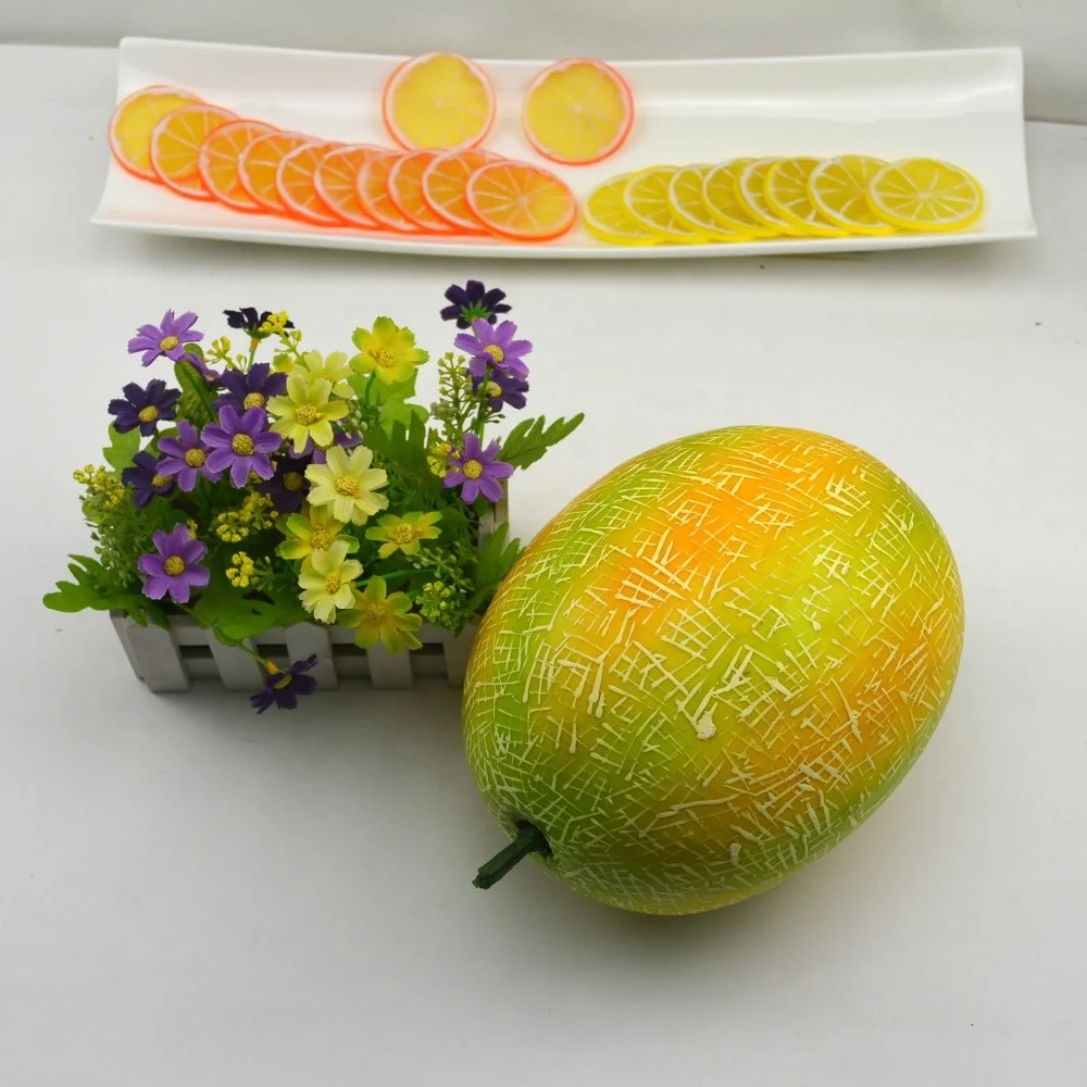 Designer Decorative One Artificial Faux  Honeydew Melon Fruit Hami Melon