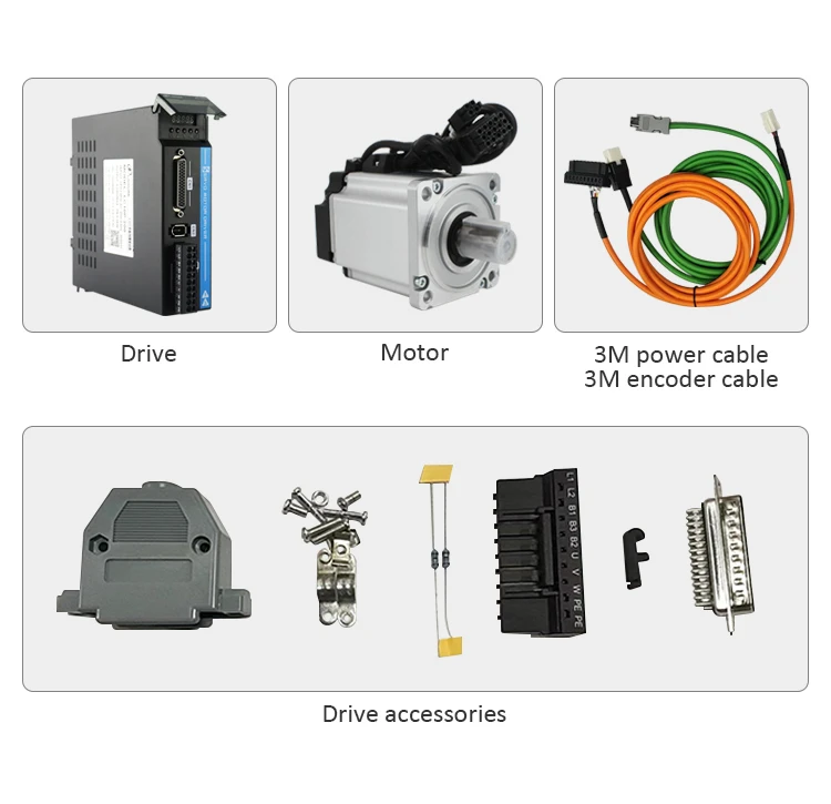 Lichuan cnc servos 40mm 100W 220V 0.6A 0.32N.m 3000RPM 17bit Absolute Value servo motor with driver kit 40M00330B +LC10P-100