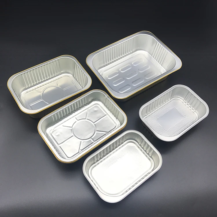 High end detail production gold microwavable aluminum foil container with