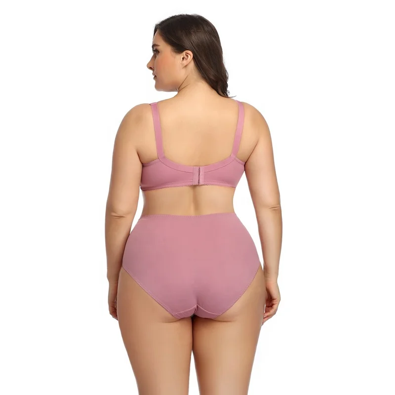 Wholesale Super Large Oversized Fat Women 2 piece lingerie seamless plus size bra D E F DD Cup Push Up bras and panties set