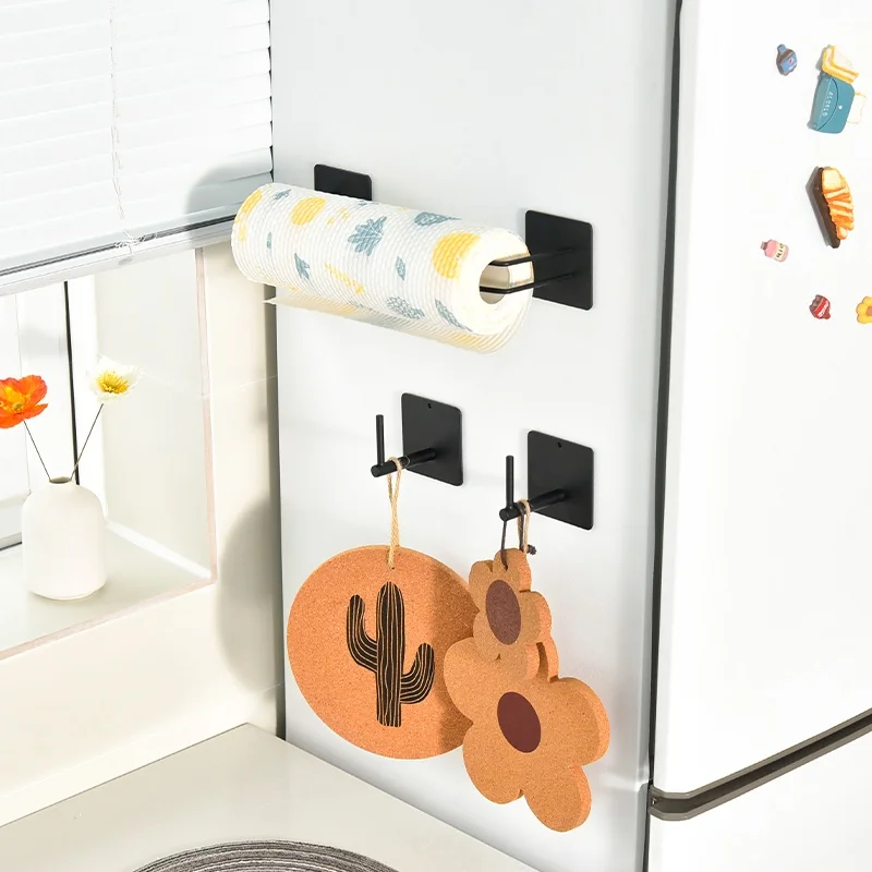 Stainless Steel Magnetic Tissue Holder Wall-Mounted Kitchen Accessories Paper Holder Storage Tool Napkin Rack Magnetic Hook