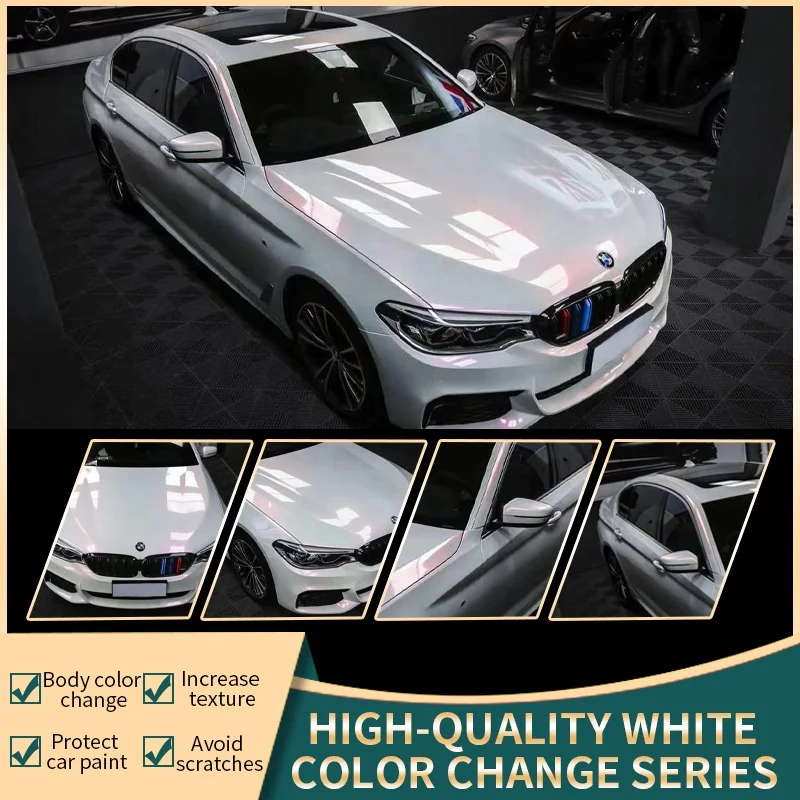 SCHANLEY body stickers Easy Apply Air Bubble Free Removable Glossy Pearl Vinyl White Chameleon Purple