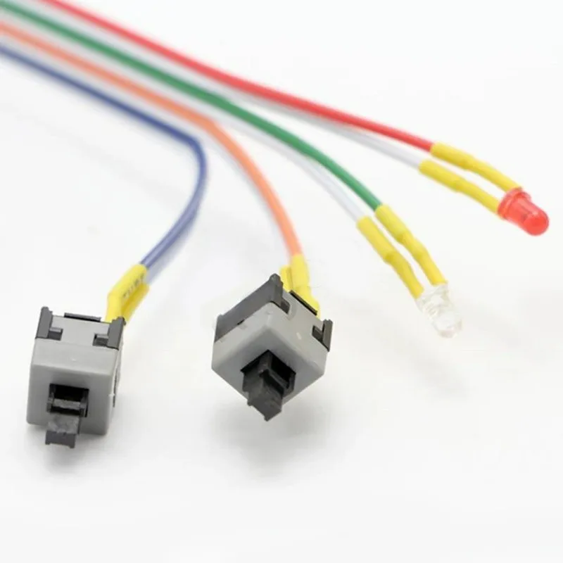 65mm Manufacturer Computer chassis switch line double button host switch with light power line