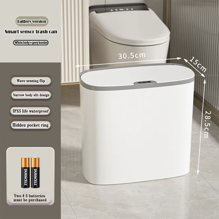 14L Waterproof Smart Oval Electric Sensor Box Plastic Automatic Trash Can for Kitchen and Bathroom Garbage Usage