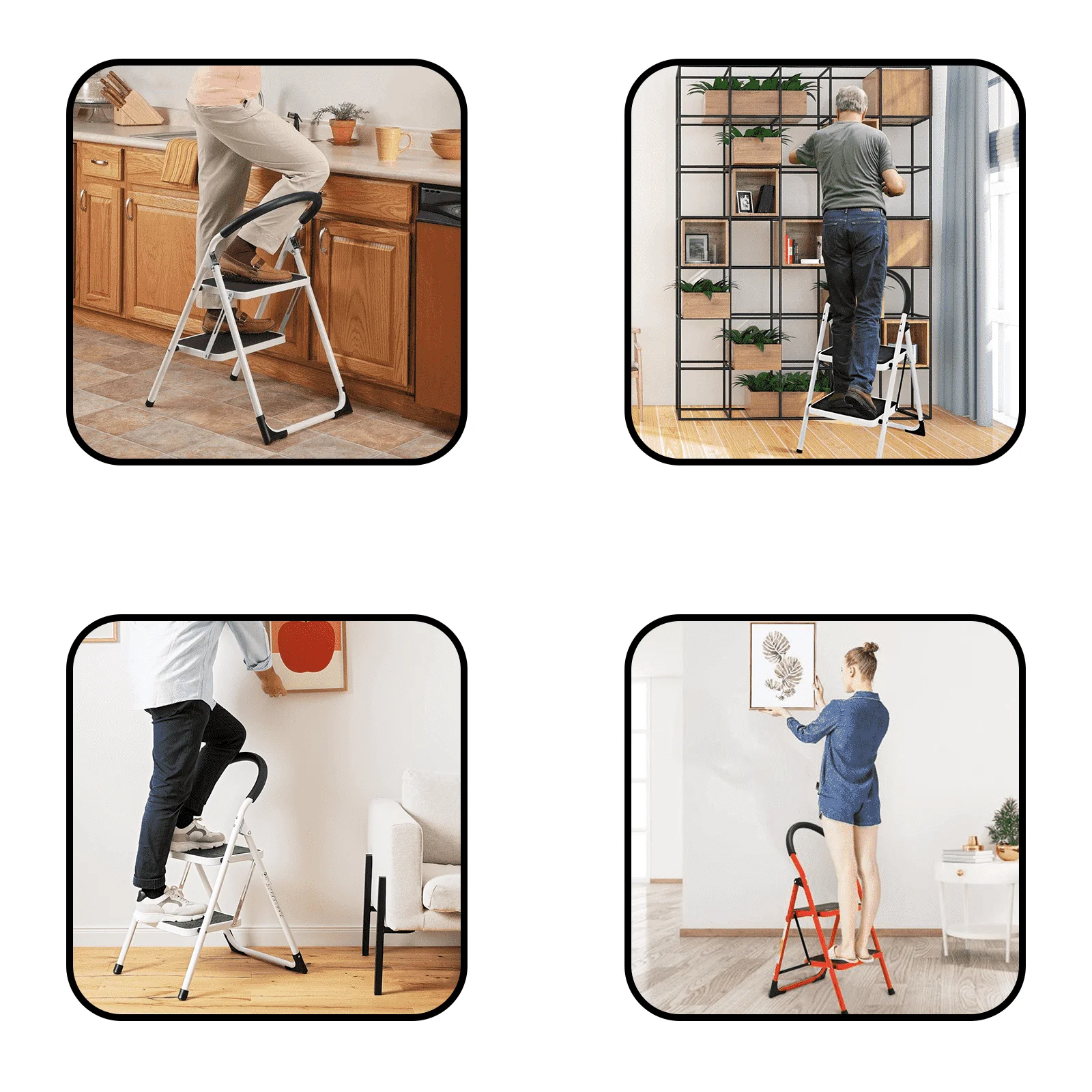 Wholesale Steel Ladder Foldable House Use Purpose Steel Ladder Step Ladder Space Saving Household For Sale