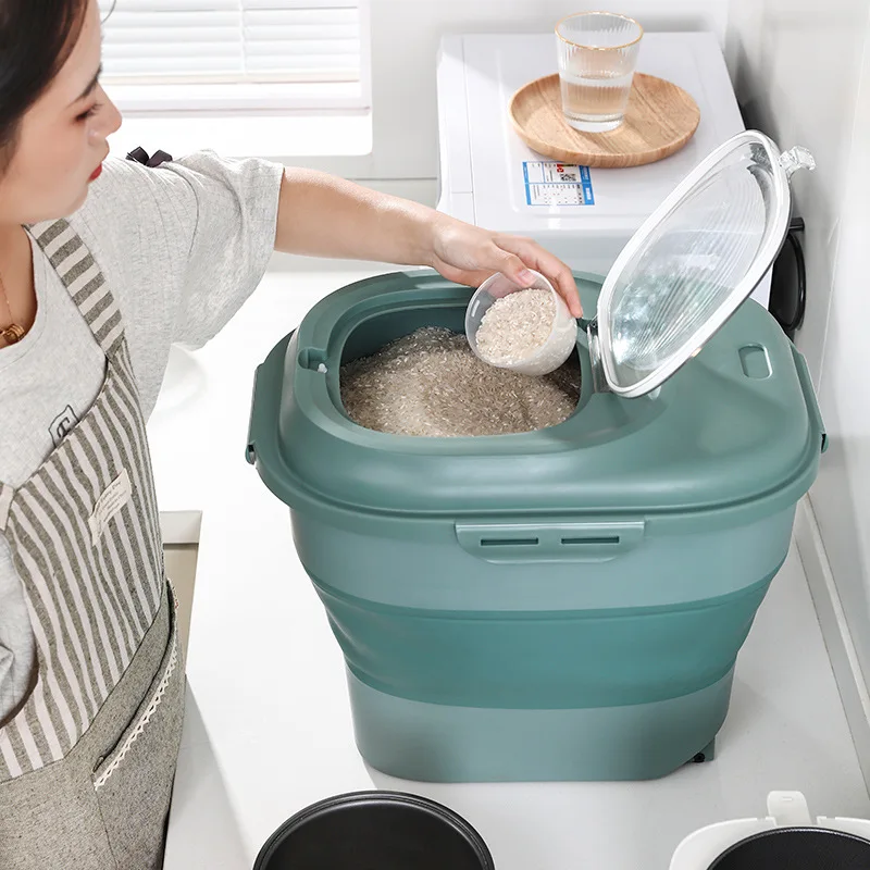 Household sealed Metering Rice Bucket Moisture-proof Transparent Kitchen Cereal Grain Dispenser