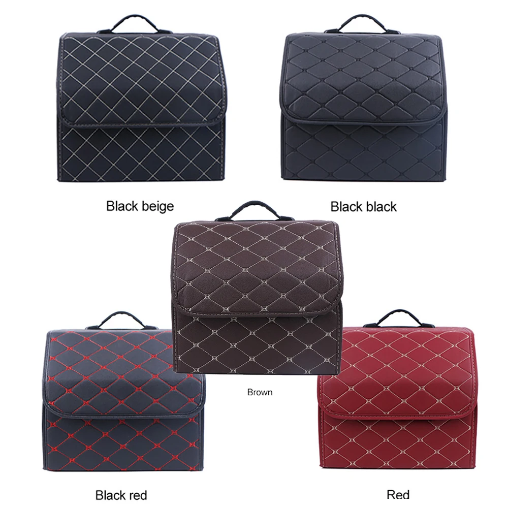 Car Trunk Organizer Box Large Capacity Auto Multiuse Tools Storage Bag Stowing Tidying Leather Folding For Emergency Storage Box