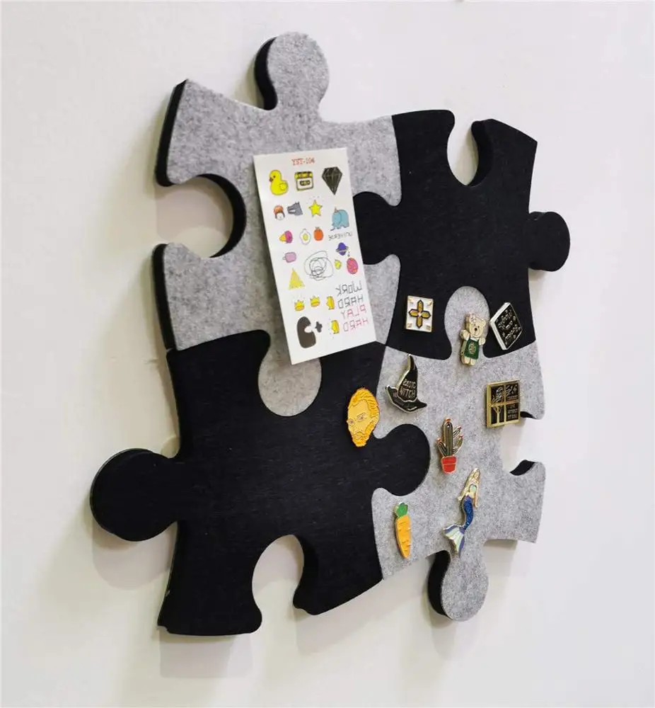 
Room notes custom colorful self adhesive puzzle shape felt eva small wall decorative stickers pin bulletin board cork board 