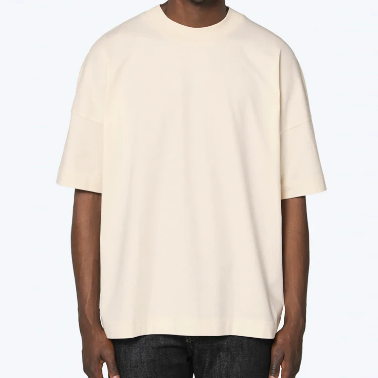 custom logo letter silk screen printing t shirts men beige blank t-shirts custom logo embroidery unisex