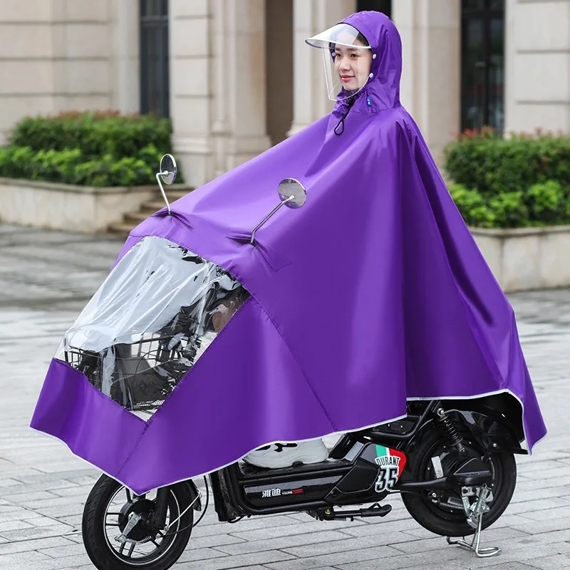 Electric vehicle raincoat thickened double brim adult conjoined riding motorcycle rain poncho scooter wholesale rain gear