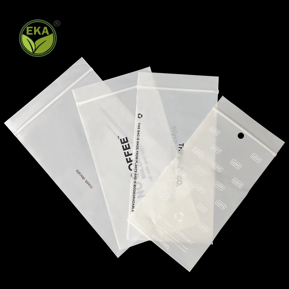 Eka Custom Size Recycled Clear Long Plastic Pen Small Ziplock Bag With Logo Biodegradable Toothbrush Compostable Bag