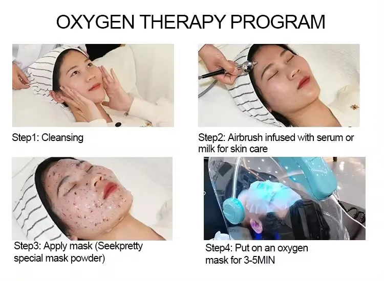 Au-S001 LED Therapy O2toderm Oxygen Facial Equipment Oxgen Jet Peel Dome Masks Oxygen Facial Machine