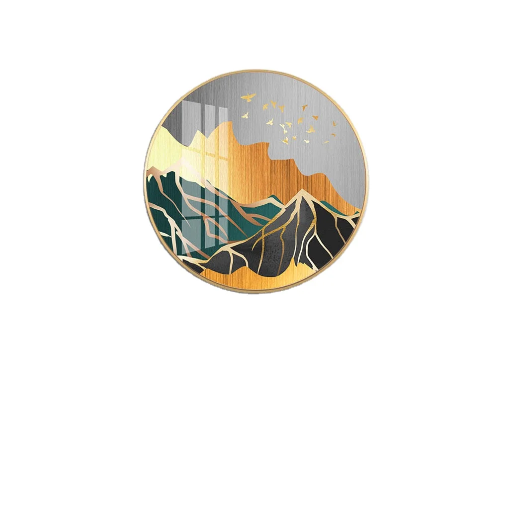 Новое поступление абстрактная Золотая чернильная и моющаяся Гора воды круглая Хрустальная фарфоровая живопись комнатный декор эстетическое художественное оформление