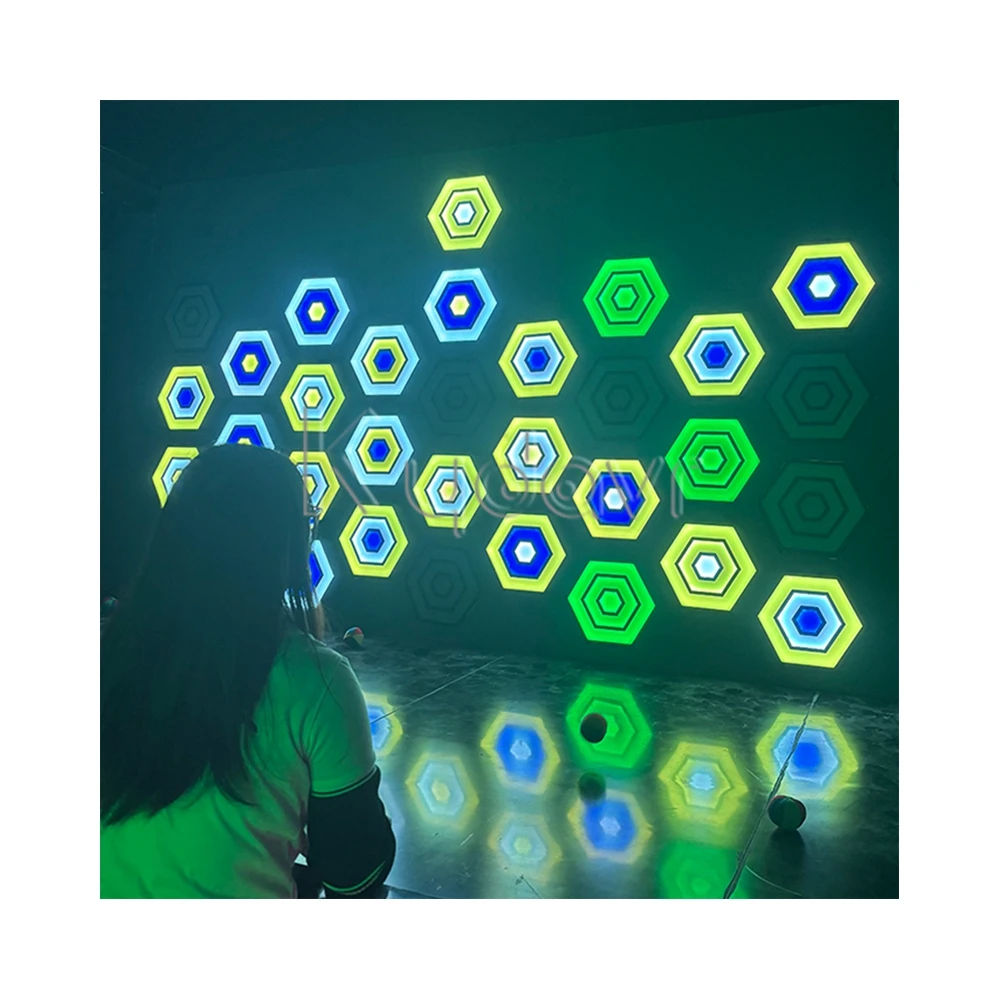 Indoor game room team building interactive led wall pixel grid light active arena shooting game toys ball shoot activate