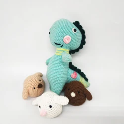 China factory handmade custom Amigurumi doll animal shape cute dinosaur hand crocheting baby toy plush kids toy