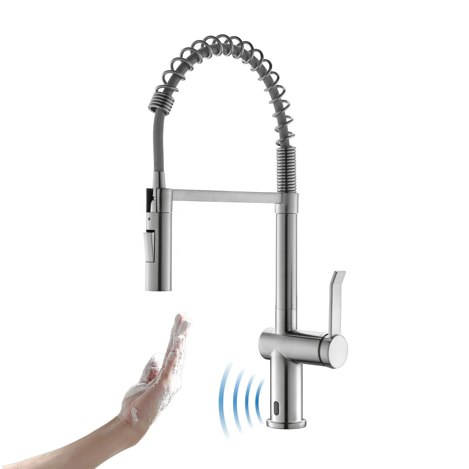 Factory Supply Commercial Swivel Pull Down Motion Sensor Hot Water Tap Electric Induction Faucet