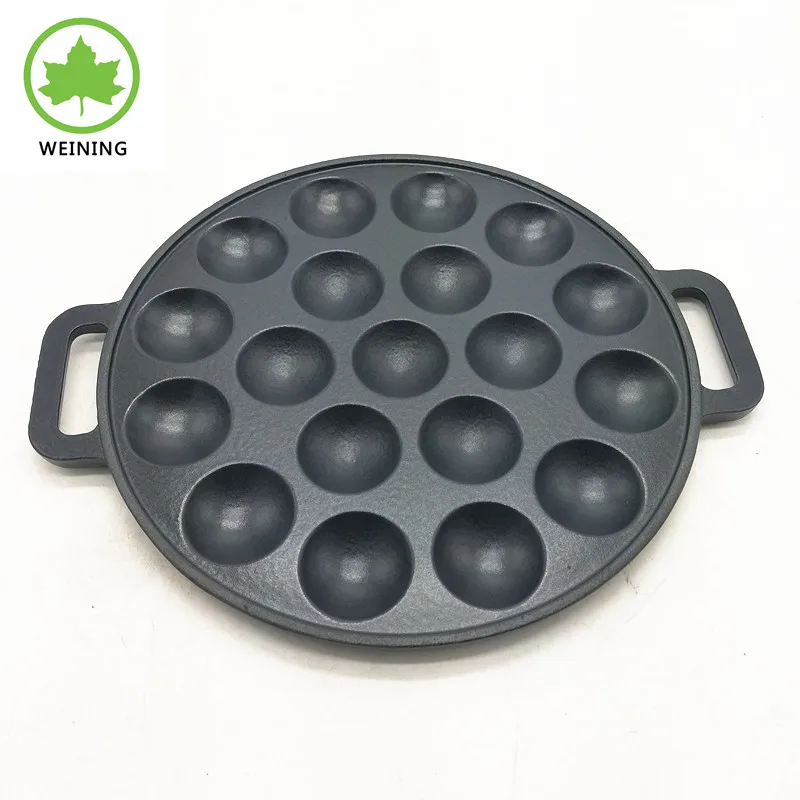 Cast Iron Baking Mold Pan Cooking Fish Ball Plate Pre-seasoned Cast Iron Cake Pan for Baking Biscuits Mini Cake Pan 19 Hole