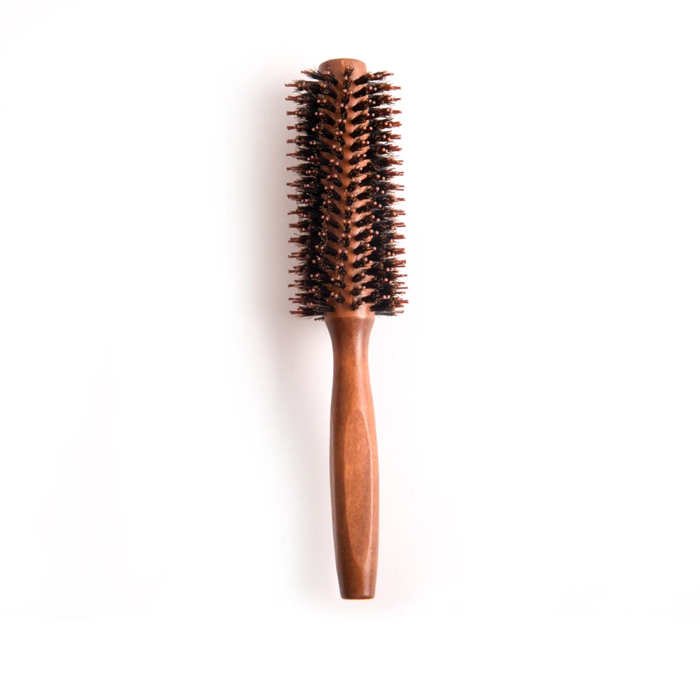 Factory Direct Sale Wooden Boar Bristle Round Hair Brush Rotating Hair Brush Detangling Hair Brush