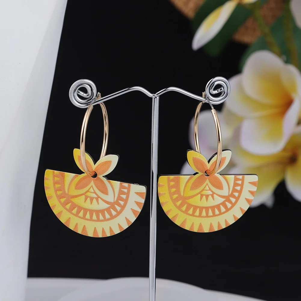 SophiaXuan Yiwu junjian New Arrival Fashion  Acrylic Jewelry Wholesale Polynesian Hawaiian Tribal Earrings