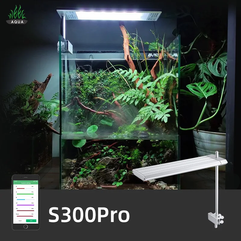 Aquarium Light Design China 30cm LED Aqua Clip-on Light APP Control RGB+UV Lights for Nano Tank