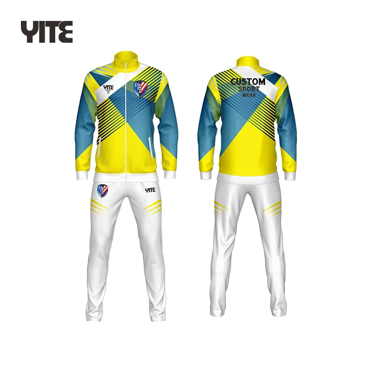 Wholesale Training tracksuit green yellow purple  mens tracksuit custom good quality tracksuit