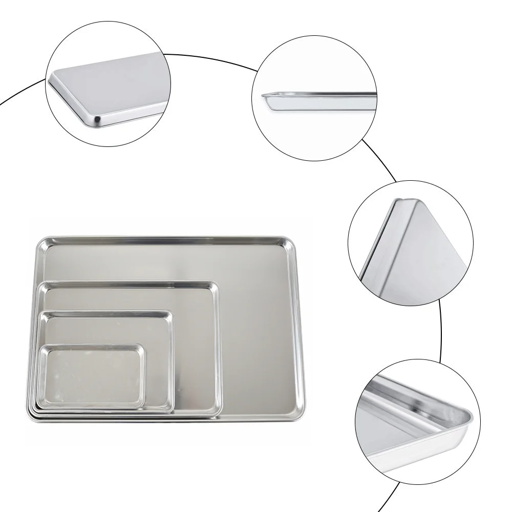 Heavy Duty Aluminum Alloy Full Size Baking Tray Sheet Pan Thick Cookie Sheet Pan With Strengthen Wire For Kitchen Restaurant
