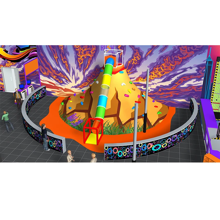 Customized fun children play slide, durable heavy duty plastic volcano slide