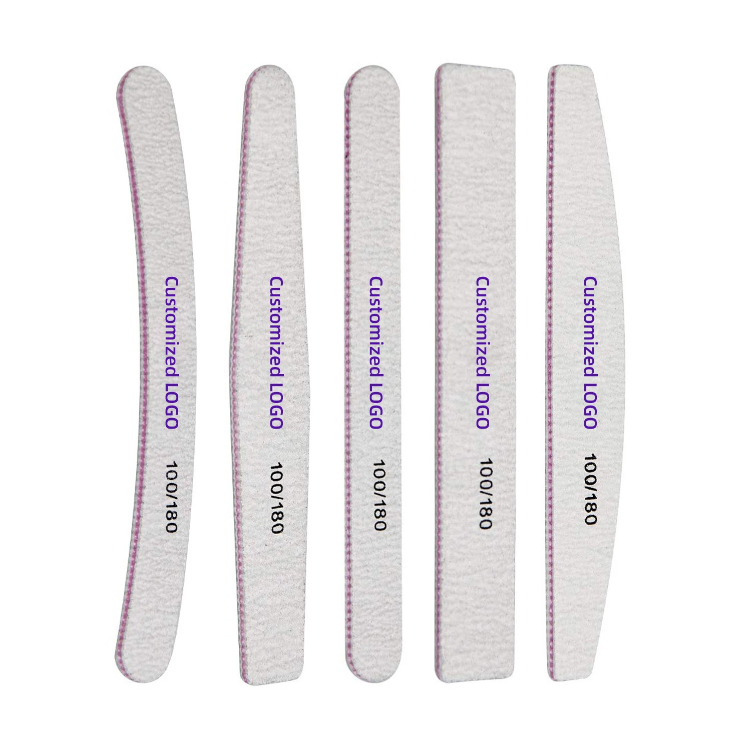 Custom Printed Professional Nail Salon Tools Half Moon Disposable Zebra 100 180 Nail File Customized EVA Logo