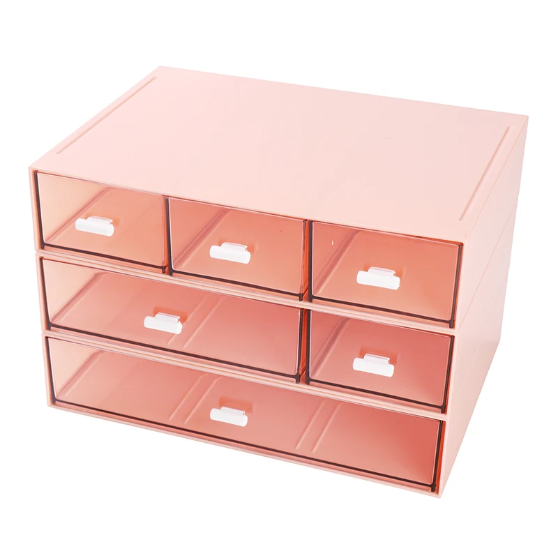 Comix Hot Selling Clear Plastic Transparent Stationery Storage Box Front Opening Steady Stacking Desk Organizer