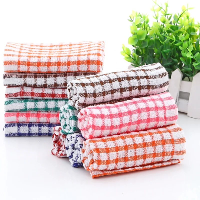 custom cotton Bamboo hand Tea Cotton Plaid Absorbent Dish Kitchen Towel