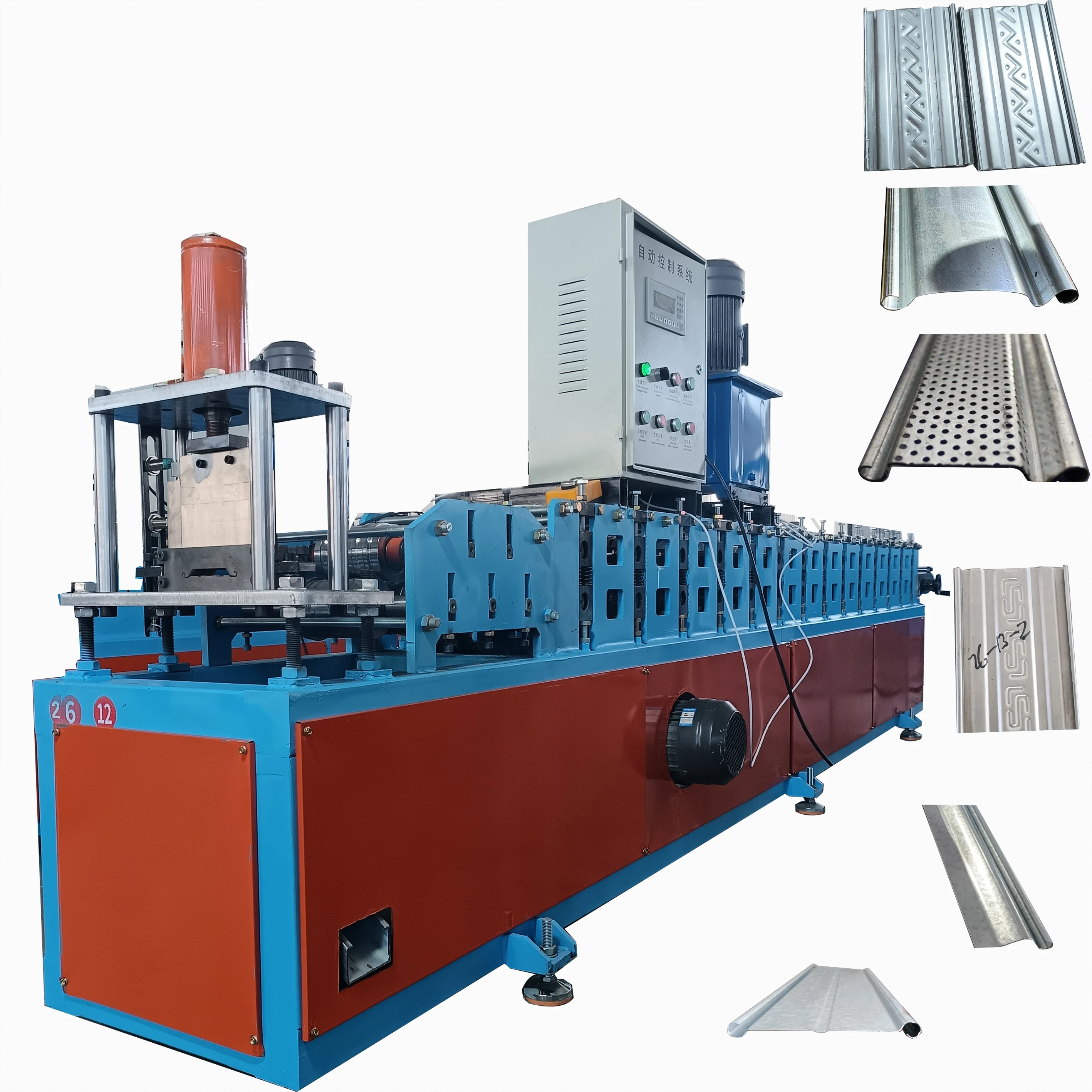 Automatic galvanized steel plate tile roller shutter door frame cold roll forming making machine